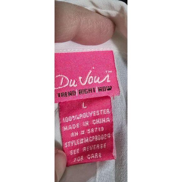 Du Jour Trend Right Now Womens White Ruffle Button-Down Blouse L Polyester - Picture 5 of 7